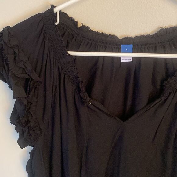 OLD NAVY Black Ruffled Women's Top Size Large. - Picture 2 of 7